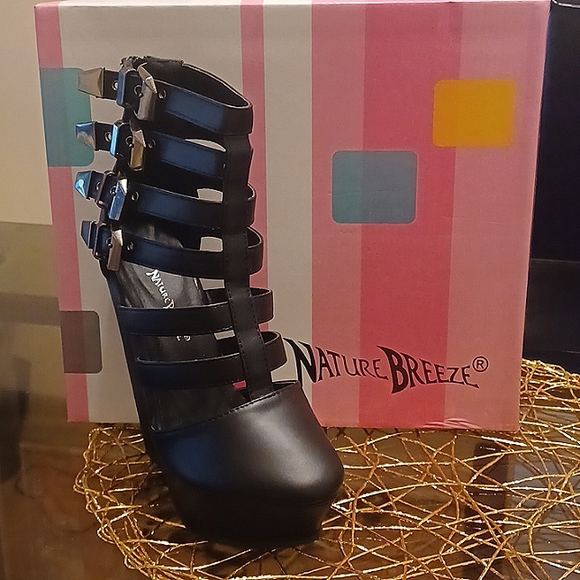 Designer Nature Breeze Black Platform shoes, Sizes: 8.5 & 9 - Picture 1 of 4